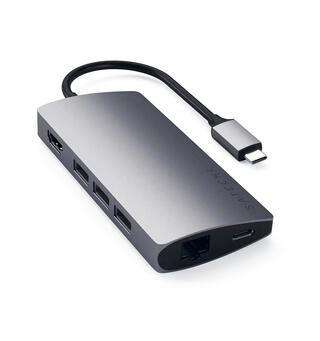 Satechi USB-C Multiport-adapter Ethernet, USB og kortleser V2-stellargrå